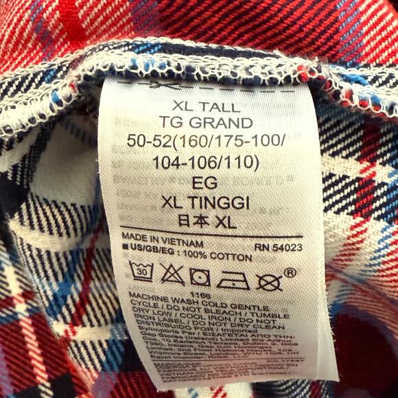 Gap 1969 Womens Tartan Plaid Red Blue Black Flannel Shirt Shacket Size XL TALL - Picture 4 of 4